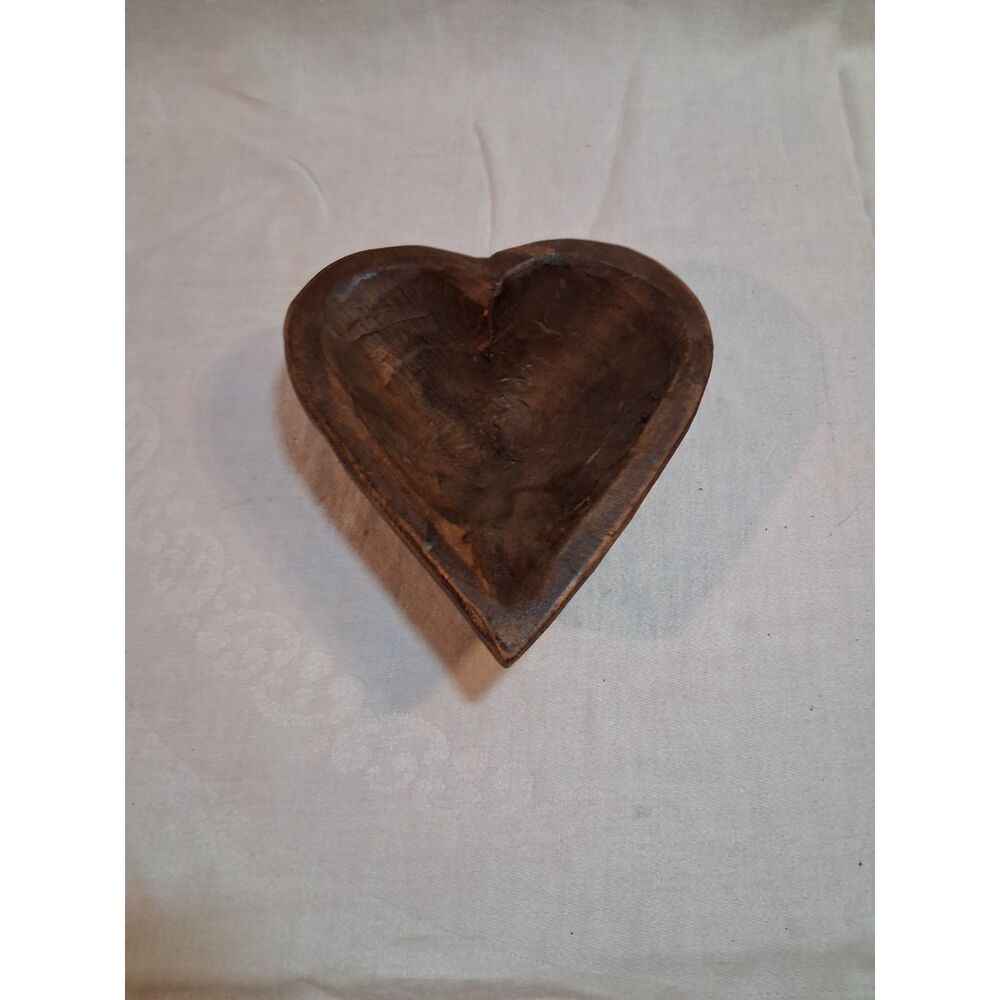 wood carved heart bowl